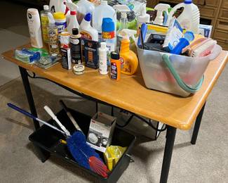 Lots of household/cleaning supplies.