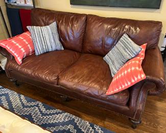 Leather couch, brown.