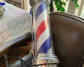 Vintage barber pole, works great, lighted and revolves.