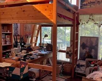 Amazing bed/study/play component, solid wood.  Great pine harvest 