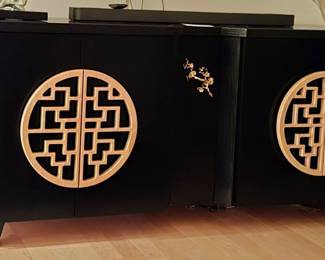 One of a kind console! Designed by local artist Bonnie Kamhi. 76"w x 24"d x 34"h