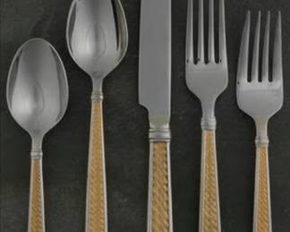 Waterford Kells Goldtone Flatware - service for 20 - selling them incase a 5 piece serving set as shown