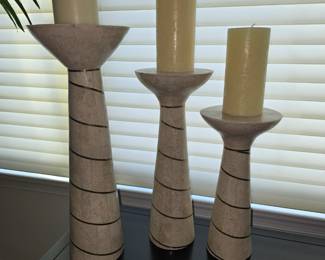 Stone & brass candlestick holders
