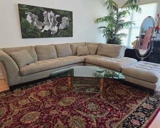 Sage colored micro fiber sofa with ottoman
Like New - Very comfortable and clean from an
animal and smoke free home