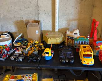 Lots of kids toys, micro machines, race tracks, lots of nice Thomas the Tank trains and sets.
