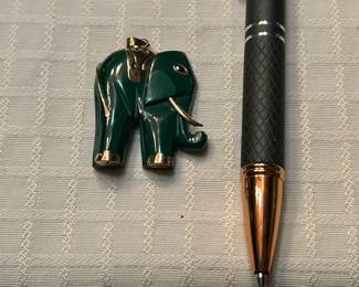 Malachite and 14k elephant pendant 