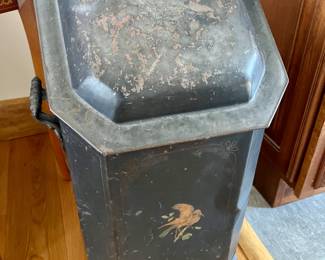 Vintage metal fireplace ash bin