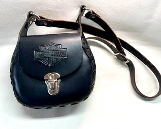 Harley Davidson black leather satchel
