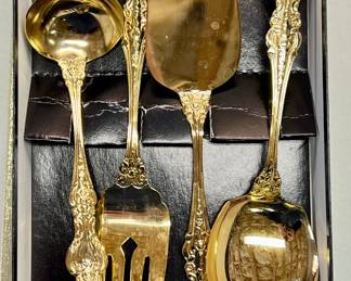 Royal Sealy 4-piece gold plated serving utensil set