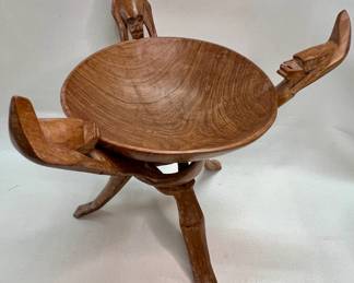 Hand carved wood interlocking bowl holder from Africa