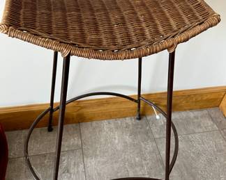 Wicker and metal bar stool