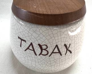 Crackled porcelain tobacco container from Italy