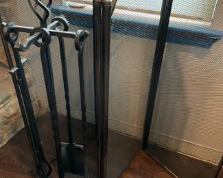Fireplace screen & utensil set