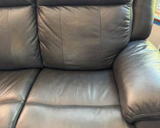 Leatherette Gray Couch w/2 electric recliners 90"Wx41"Hx36"D $550