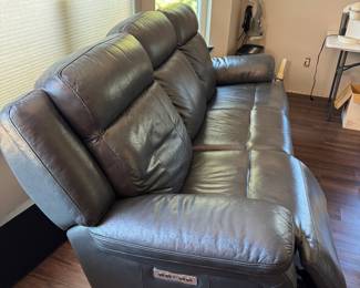 Leatherette Gray Couch w/2 electric recliners 90"Wx41"Hx36"D $550