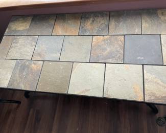 Metal & slate tile coffee table $120