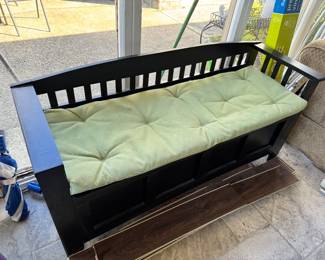 Black Wood Storage Bench 49"Wx24"Hx17"D $75