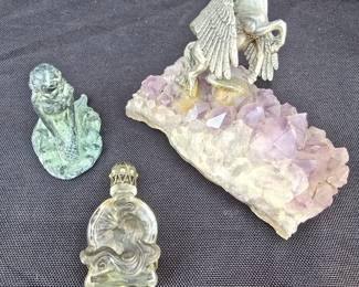 Miscellaneous Figurines: Mermaid-themed and Gemstone Pegasus
