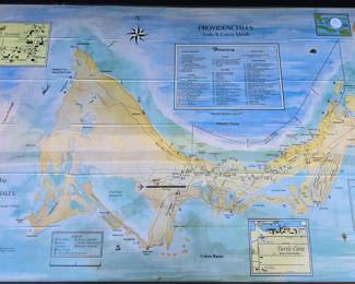 Framed Roadmap of Providenciales Turks & Caicos Islands, 2000