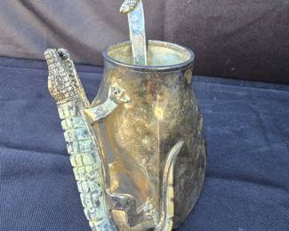 Sterling Silver Crocodile with Fish Handle Spoon