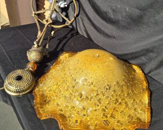 Amber Blown Glass Hanging Ceiling Light