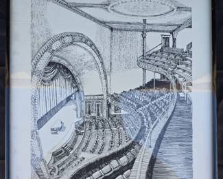 Framed Globe Theatre Perspective Drawing Print