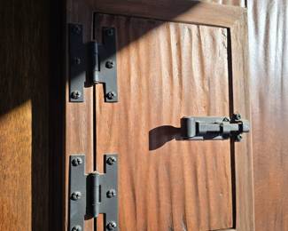Mahogany Exterior Speakeasy Double doors with Wrought Iron grate