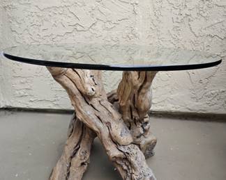 Grape Vine Glass Top Side Table