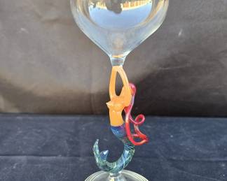 Mermaid Sculpted Glass Wine Glass