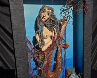 Framed Hand-made Mermaid Marionette