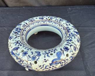 Floral circular handmade decorative ceramic from Portugal