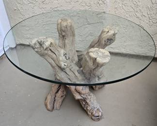 Grape Vine Glass Top Side Table