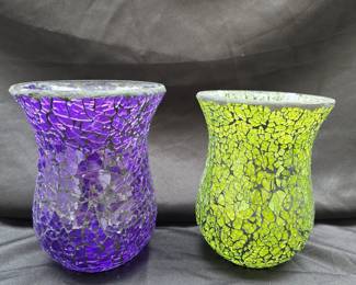 Mosaic Glass Colored Vases