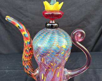 Original Christian Thirion blown glass Art Teapot