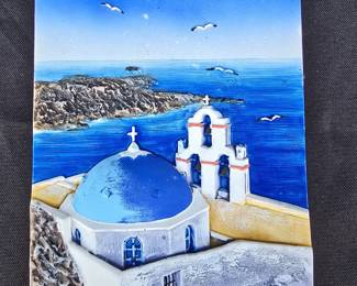 Greek Rocky Cliffs scene Art