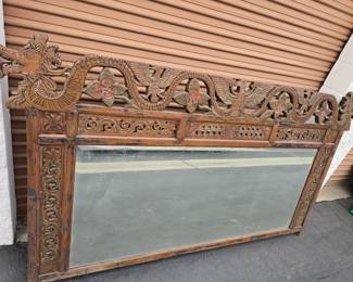 Indonesian Teak hand carved wall mirror
