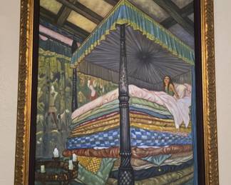 Framed "Princess and the Pea" painting