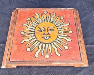 Handpainted Sun Wooden Cigar Box
