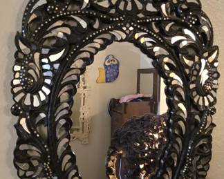 Ornate Mosaic Oval Mirror