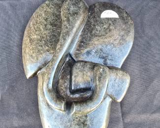 Stone Mother & Baby Elephant Sculpture