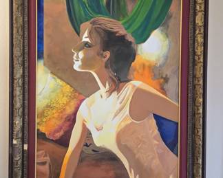 Framed Susan Tammany, "REDHEAD" Pastel on Silk