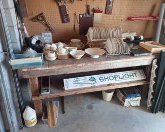 florescent light, Collectors plates and Lennox dishes