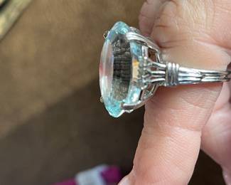 $2,900 large aquamarine and diamond ring