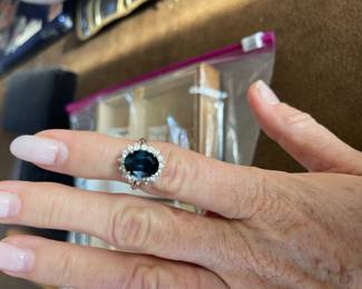 $2250 Lady Diana Style Sapphire Ring with diamonds