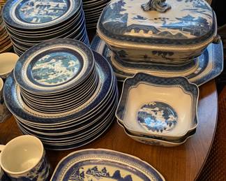 Assorted Mottahedeh Blue Canton Dishes and Service Pieces