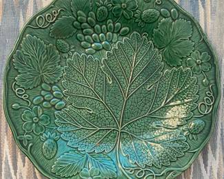 Green Majolica Burslem Berry Plate