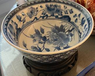 Blue and White Oriental Rice Bowl