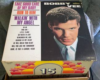 Box of Record Albums (Different Genres)