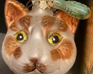 Glass Cat Christmas Ornament