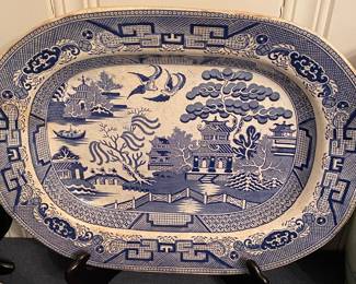 Large Blue Willow Transferware Platter